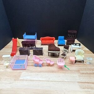 Vintage MCM Renwal Ideal Best USA Dollhouse Furniture Lot Piano Nursery